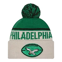 Philadelphia Eagles 2024 NFL Sideline Historic Pom Cuffed Knit Beanie Hat