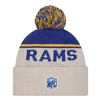 Los Angeles Rams 2024 NFL Sideline Historic Pom Cuffed Knit Beanie Hat