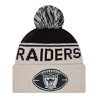 Las Vegas Raiders 2024 NFL Sideline Historic Pom Cuffed Knit Beanie Hat