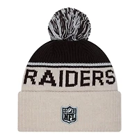 Las Vegas Raiders 2024 NFL Sideline Historic Pom Cuffed Knit Beanie Hat