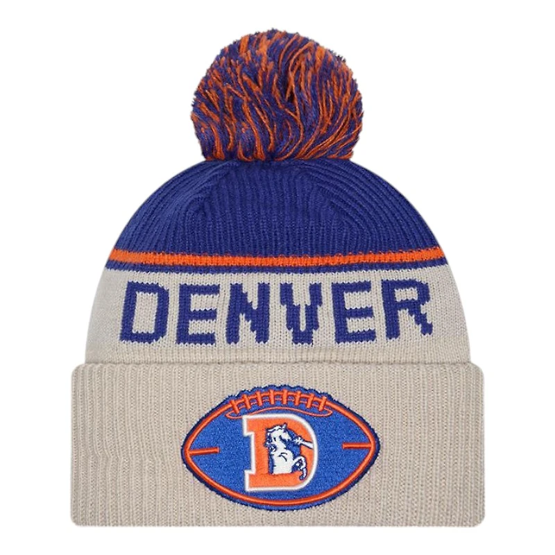 Denver Broncos 2024 NFL Sideline Historic Pom Cuffed Knit Beanie Hat
