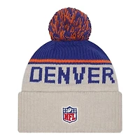 Denver Broncos 2024 NFL Sideline Historic Pom Cuffed Knit Beanie Hat