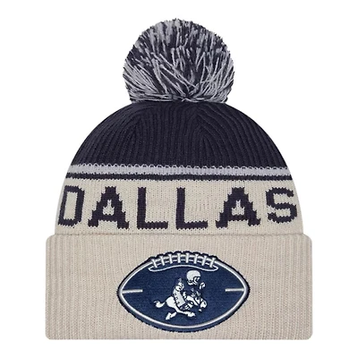 Dallas Cowboys 2024 NFL Sideline Historic Pom Cuffed Knit Beanie Hat