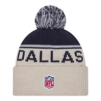 Dallas Cowboys 2024 NFL Sideline Historic Pom Cuffed Knit Beanie Hat