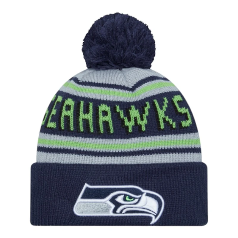Seattle Seahawks Navy Evergreen Wordmark New Era Knit Beanie Hat