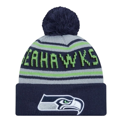 Seattle Seahawks Navy Evergreen Wordmark New Era Knit Beanie Hat