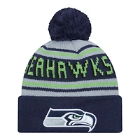 Seattle Seahawks Navy Evergreen Wordmark New Era Knit Beanie Hat