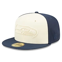 Seattle Seahawks Chrome and Navy Tonal Super Bowl XLVIII Patch Gray UV New Era 59FIFTY Fitted Hat