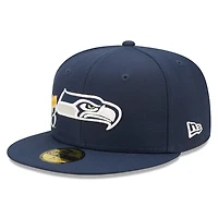 Seattle Seahawks Navy SB XLVIII Champs Patch Gray UV New Era 59FIFTY Fitted Hat