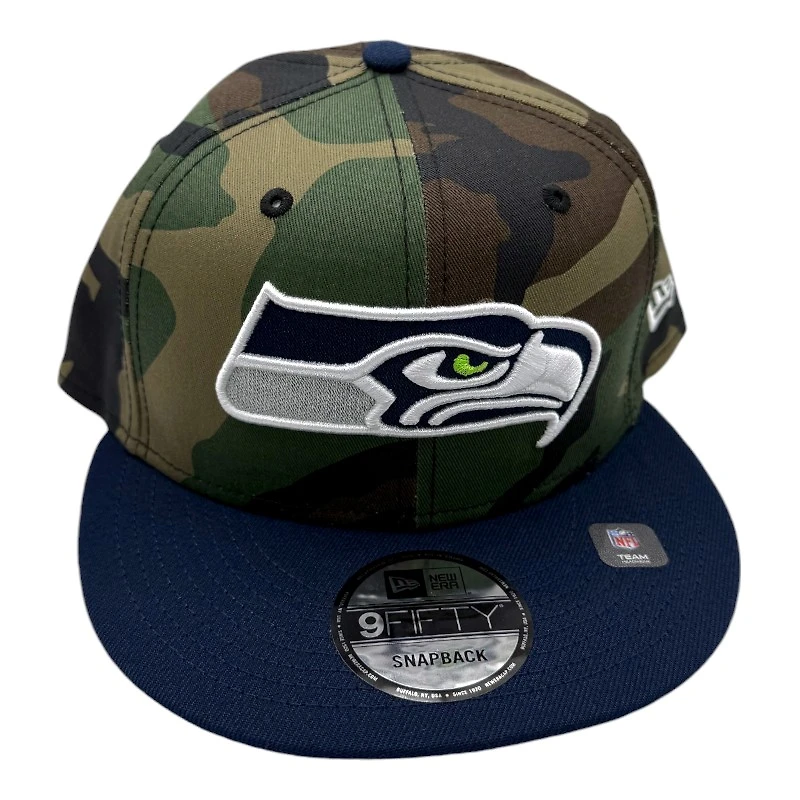 Seattle Seahawks Woodland Camo and Navy Gray UV New Era 9FIFTY Snapback Hat