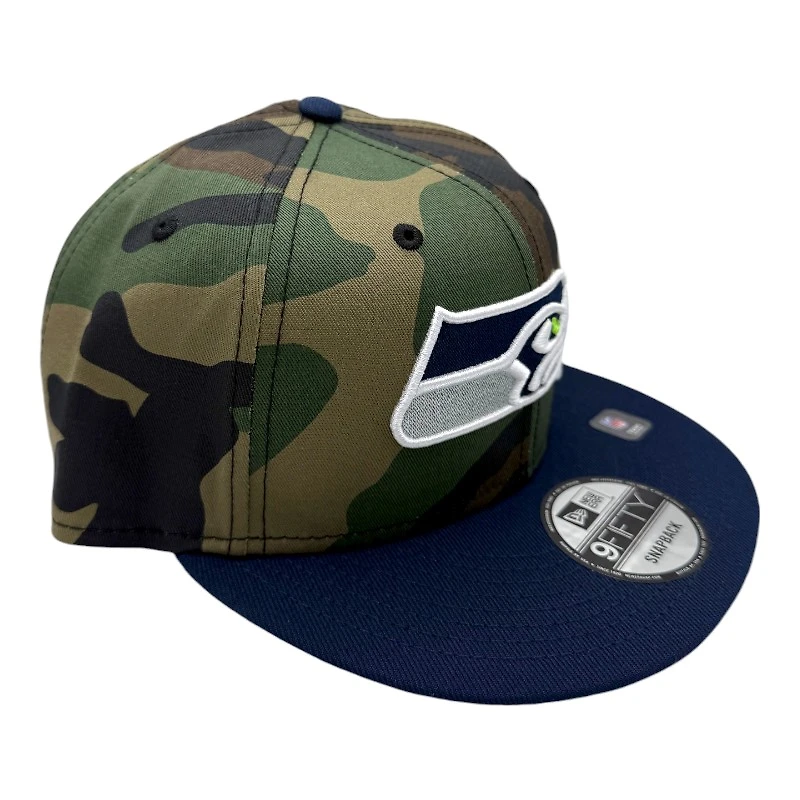 Seattle Seahawks Woodland Camo and Navy Gray UV New Era 9FIFTY Snapback Hat