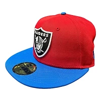 Las Vegas Raiders Red and Royal Blue Two Tone Pro Bowl Patch Gold UV New Era 59FIFTY Fitted Hat