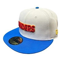 Las Vegas Raiders Optic White and Blue 1998 Draft Patch Red UV New Era 59FIFTY Fitted Hat