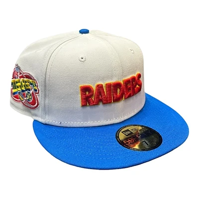 Las Vegas Raiders Optic White and Blue 1998 Draft Patch Red UV New Era 59FIFTY Fitted Hat