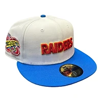 Las Vegas Raiders Optic White and Blue 1998 Draft Patch Red UV New Era 59FIFTY Fitted Hat