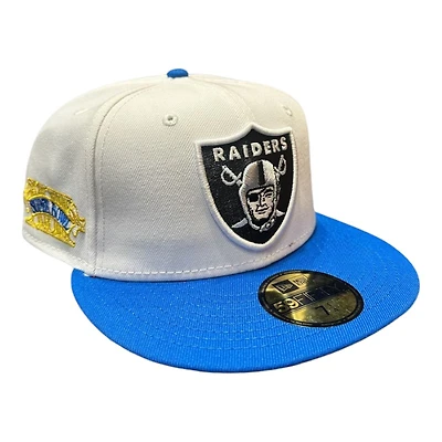 Las Vegas Raiders Optic White and Blue Super Bowl Patch Red UV New Era 59FIFTY Fitted Hat