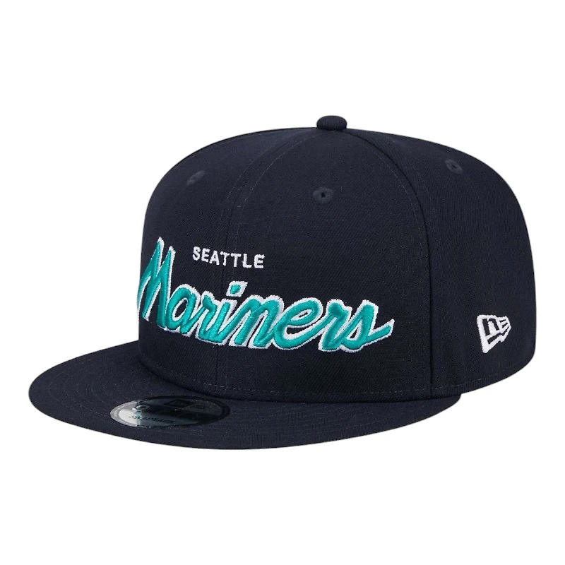 Seattle Mariners Navy Script Wordmark Logo Patch New Era 9FIFTY Snapback Hat