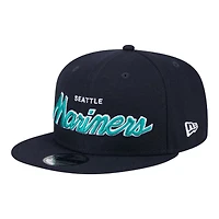 Seattle Mariners Navy Script Wordmark Logo Patch New Era 9FIFTY Snapback Hat