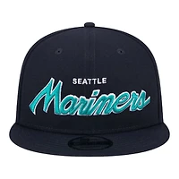 Seattle Mariners Navy Script Wordmark Logo Patch New Era 9FIFTY Snapback Hat