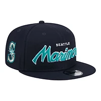 Seattle Mariners Navy Script Wordmark Logo Patch New Era 9FIFTY Snapback Hat