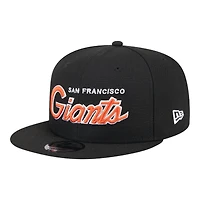 San Francisco Giants Black Script Wordmark Logo Patch New Era 9FIFTY Snapback Hat