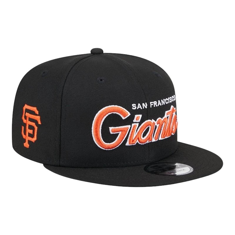 San Francisco Giants Black Script Wordmark Logo Patch New Era 9FIFTY Snapback Hat