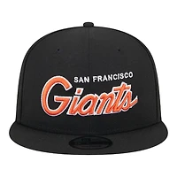 San Francisco Giants Black Script Wordmark Logo Patch New Era 9FIFTY Snapback Hat