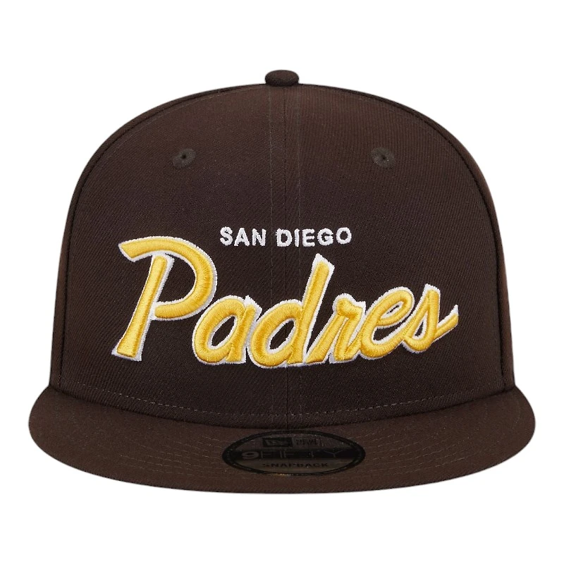 San Diego Padres Brown Script Wordmark Logo Patch New Era 9FIFTY Snapback Hat