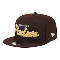 San Diego Padres Brown Script Wordmark Logo Patch New Era 9FIFTY Snapback Hat