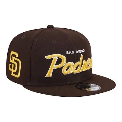 San Diego Padres Brown Script Wordmark Logo Patch New Era 9FIFTY Snapback Hat