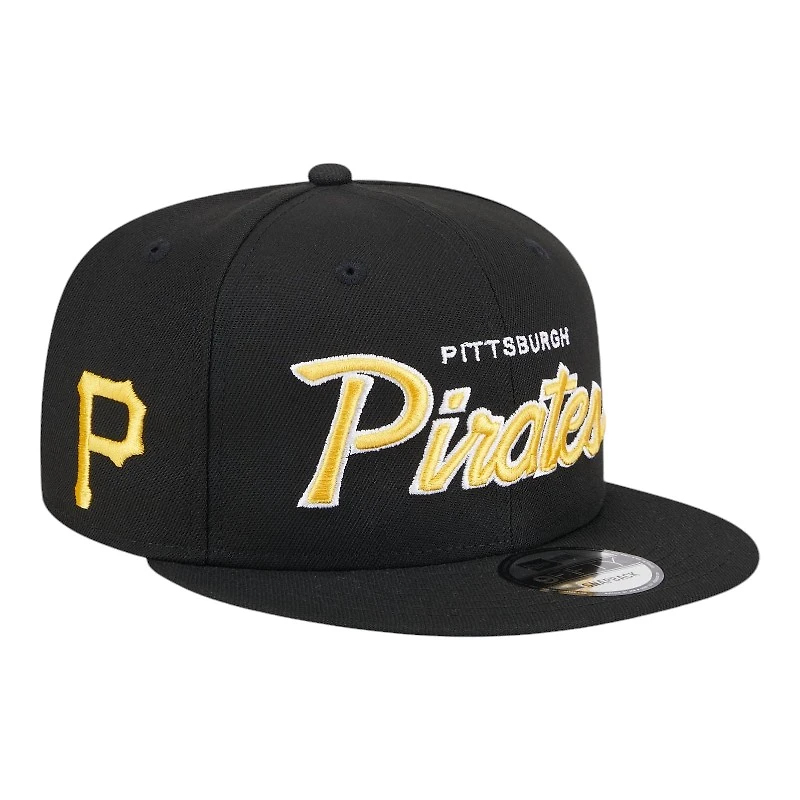 Pittsburgh Pirates Black Script Wordmark Logo Patch New Era 9FIFTY Snapback Hat