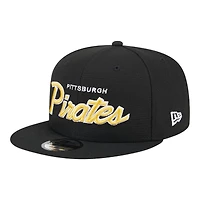 Pittsburgh Pirates Black Script Wordmark Logo Patch New Era 9FIFTY Snapback Hat