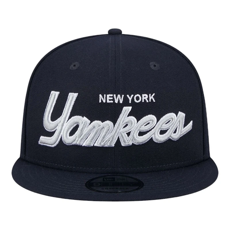 New York Yankees Navy Script Wordmark Logo Patch New Era 9FIFTY Snapback Hat