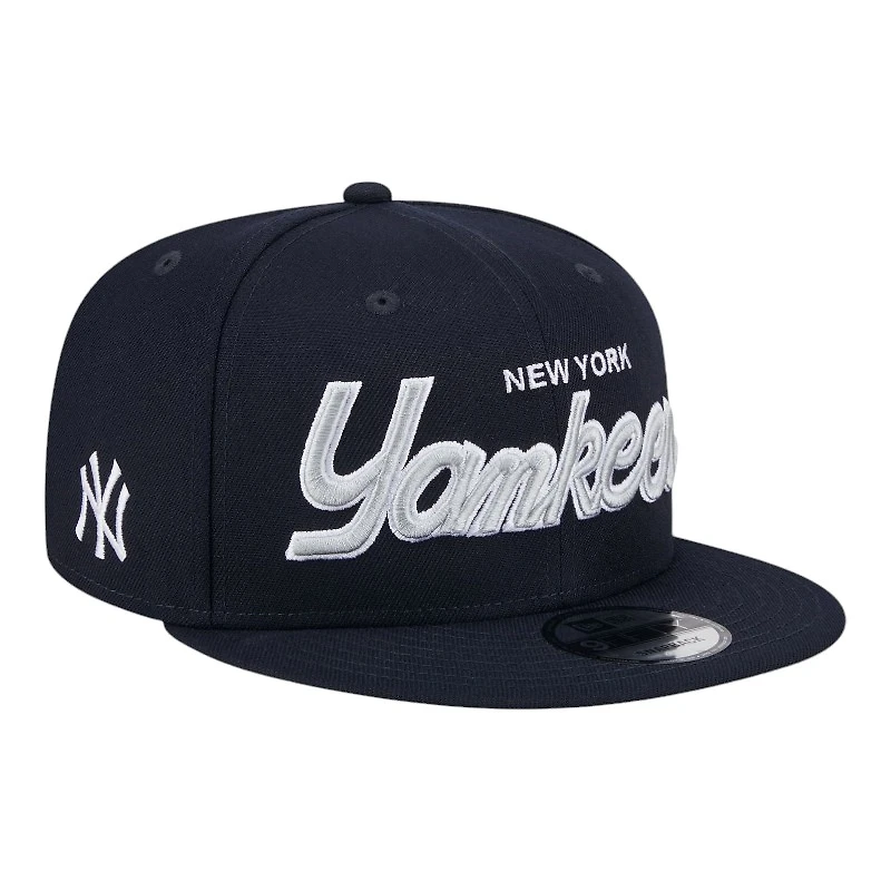 New York Yankees Navy Script Wordmark Logo Patch New Era 9FIFTY Snapback Hat