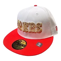 San Francisco 49ers Optic White and Red NFL Shield Patch Kelly Green UV New Era 59FIFTY Fitted Hat