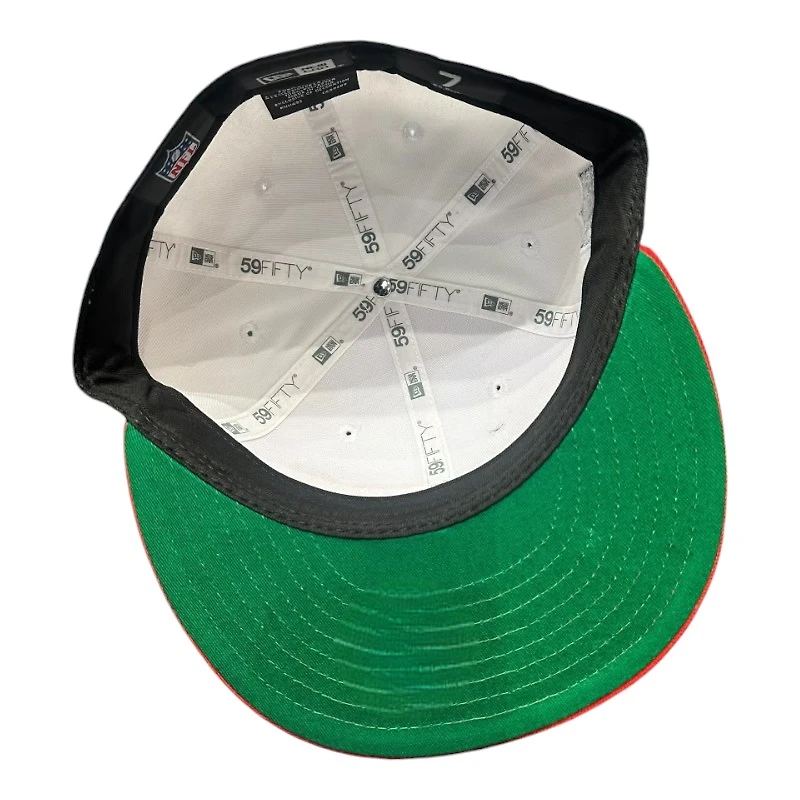 San Francisco 49ers Optic White and Red NFL Shield Patch Kelly Green UV New Era 59FIFTY Fitted Hat