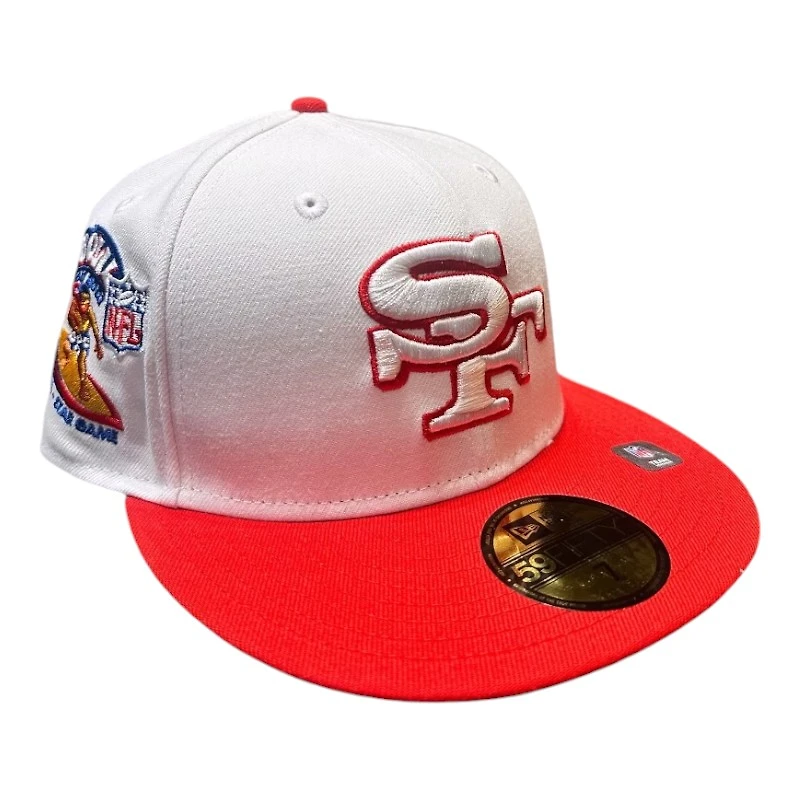 San Francisco 49ers Optic White and Red Hawaii 2001 Pro Bowl Patch Kelly Green UV New Era 59FIFTY Fitted Hat