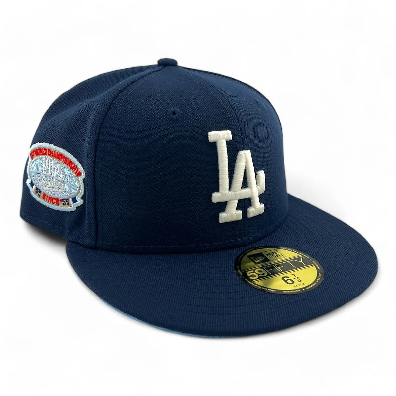 Los Angeles Dodgers Ocean Blue "Icy Pack" 1955 Patch Icy UV New Era 59FIFTY Fitted Hat