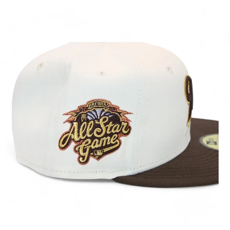 Milwaukee Brewers Cream and Brown "DPM FittedHat Pack" 2002 All Star Game Patch Gray UV New Era 59Fifty Fitted Hat