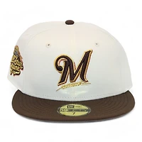 Milwaukee Brewers Cream and Brown "DPM FittedHat Pack" 2002 All Star Game Patch Gray UV New Era 59Fifty Fitted Hat