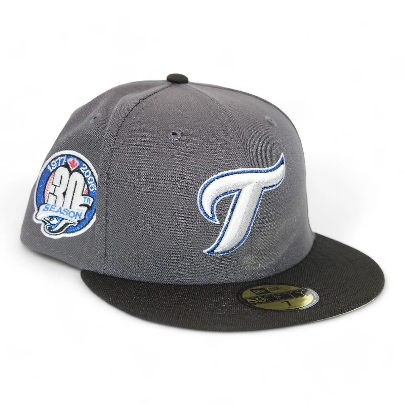 Toronto Blue Jays Graphite and Black "DPM FittedHat Pack" 30th Anniversary Patch Gray UV New Era 59Fifty Fitted Hat