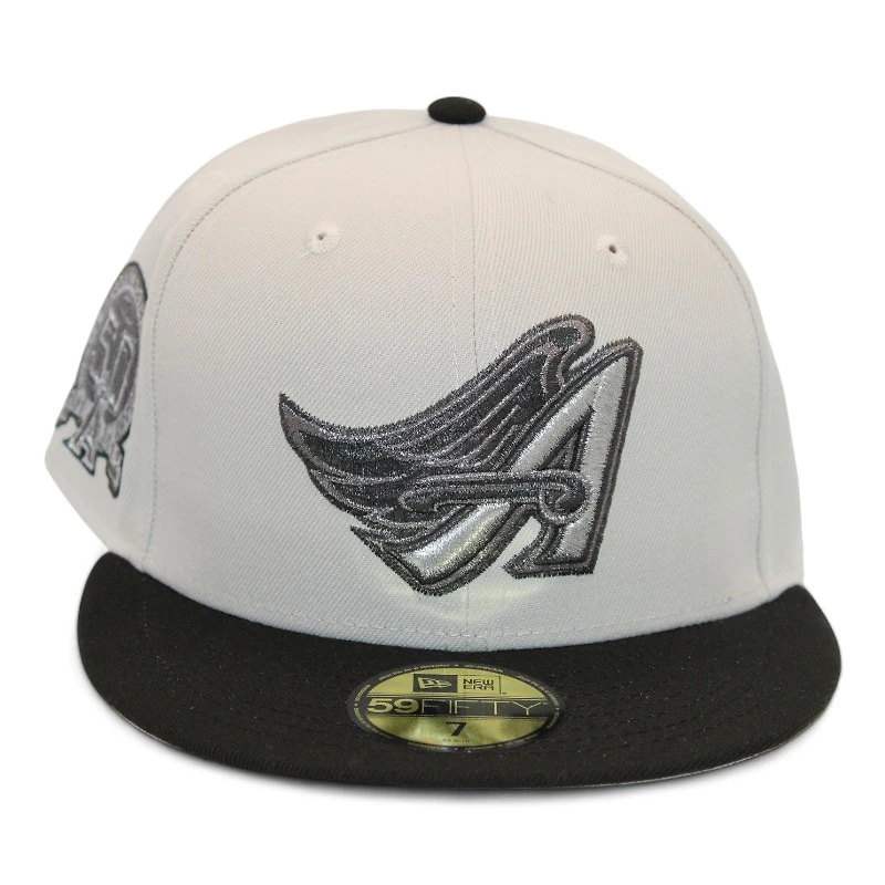 Los Angeles Angels Stone and Black "DPM FittedHat Pack" 50th Anniversary Patch Gray UV New Era 59Fifty Fitted Hat