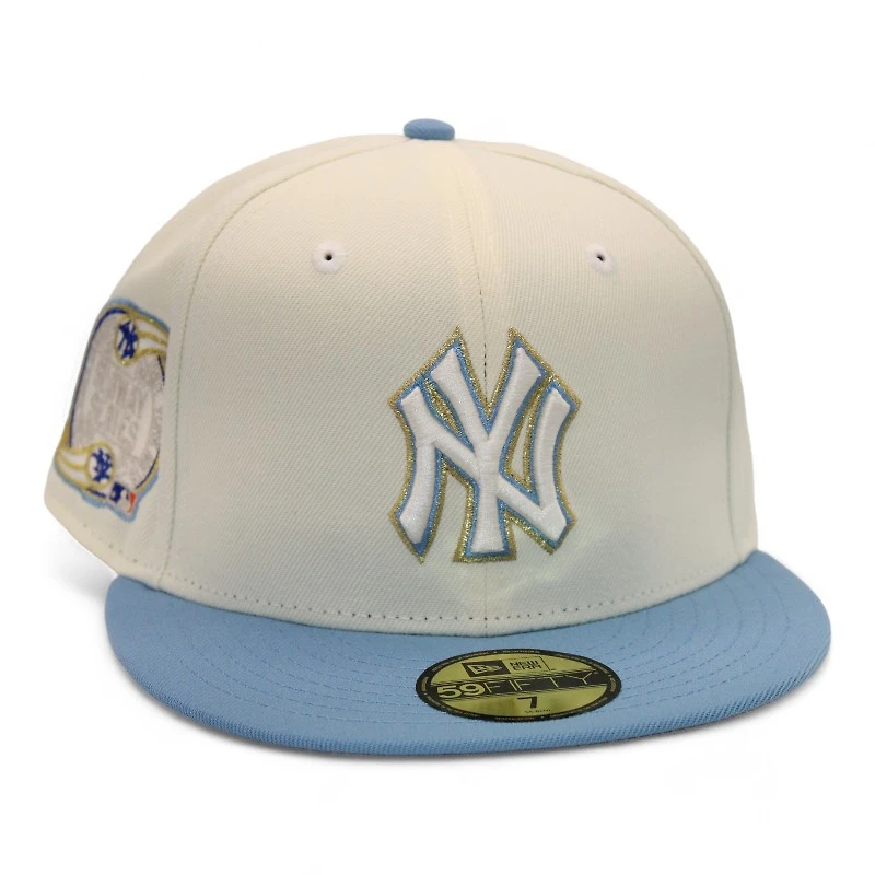 New York Yankees Cream and Sky Blue "DPM FittedHat Pack" Subway Series Patch Gray UV Era 59Fifty Fitted Hat