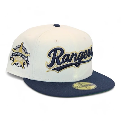 Texas Rangers Cream and Navy "Roman Brims Pack" 1995 All Star Game Patch Green UV New Era 59Fifty Fitted Hat