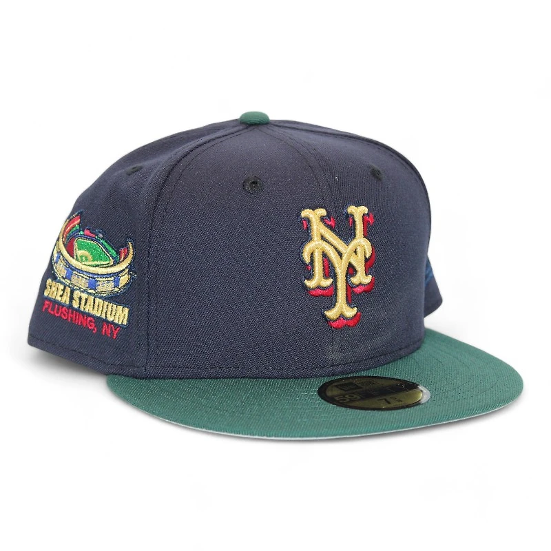 New York Mets Navy and Green "Roman Brims Pack" Shea Stadium Patch Gray UV Era 59Fifty Fitted Hat