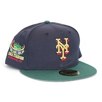 New York Mets Navy and Green "Roman Brims Pack" Shea Stadium Patch Gray UV Era 59Fifty Fitted Hat
