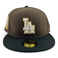 Los Angeles Dodgers Burnt Wood and Black 40th Anni Patch Green UV New Era 59FIFTY Fitted Hat