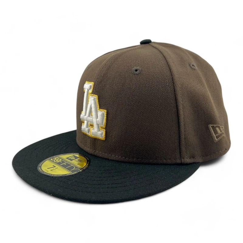 Los Angeles Dodgers Burnt Wood and Black 40th Anni Patch Green UV New Era 59FIFTY Fitted Hat
