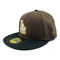 Los Angeles Dodgers Burnt Wood and Black 40th Anni Patch Green UV New Era 59FIFTY Fitted Hat