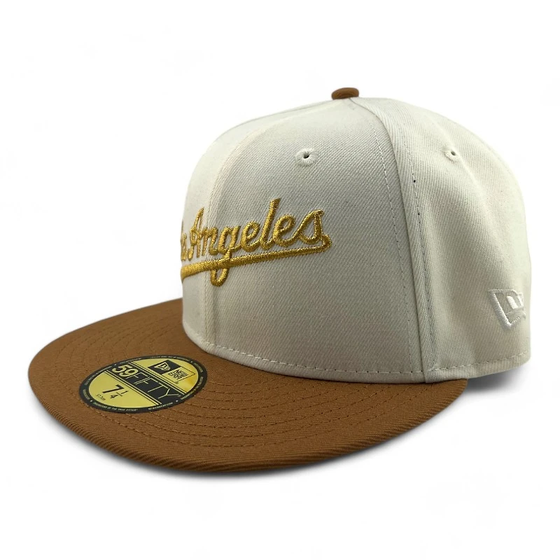 Los Angeles Dodgers Chrome and Toasted Peanut 1st WS Patch Gray UV New Era 59FIFTY Fitted Hat
